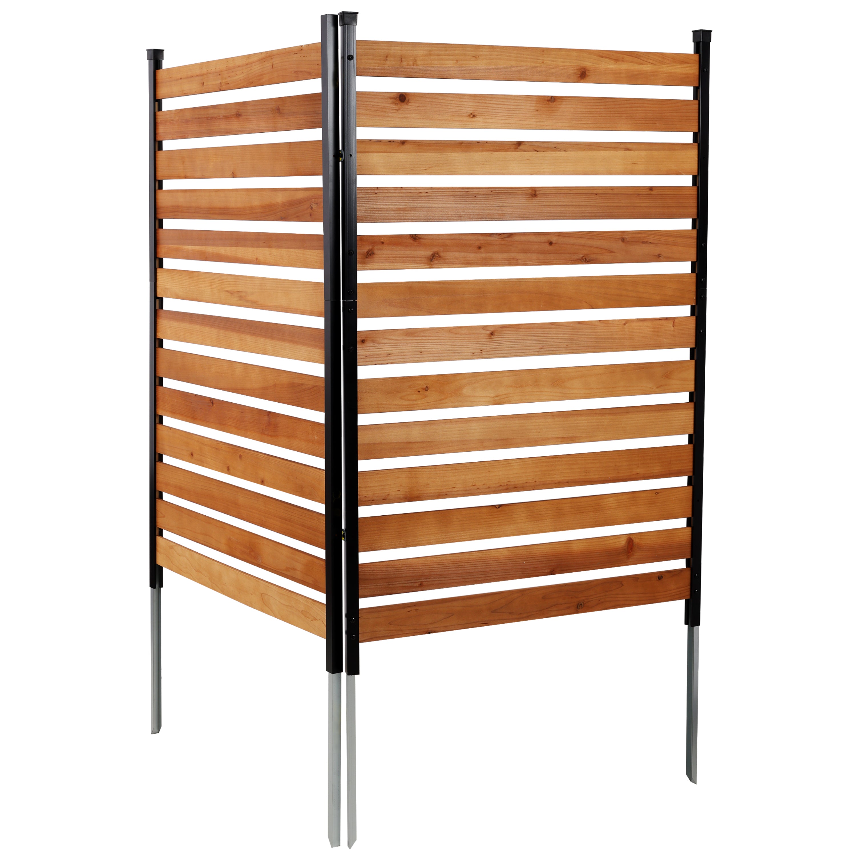 Air Conditioner Fence, 60in H x 38in W (2-Panel) Wood Fence Panels with Metal Stakes