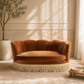 Clara 34.5" Scalloped Pet Sofa Bed, Medium, Burnt