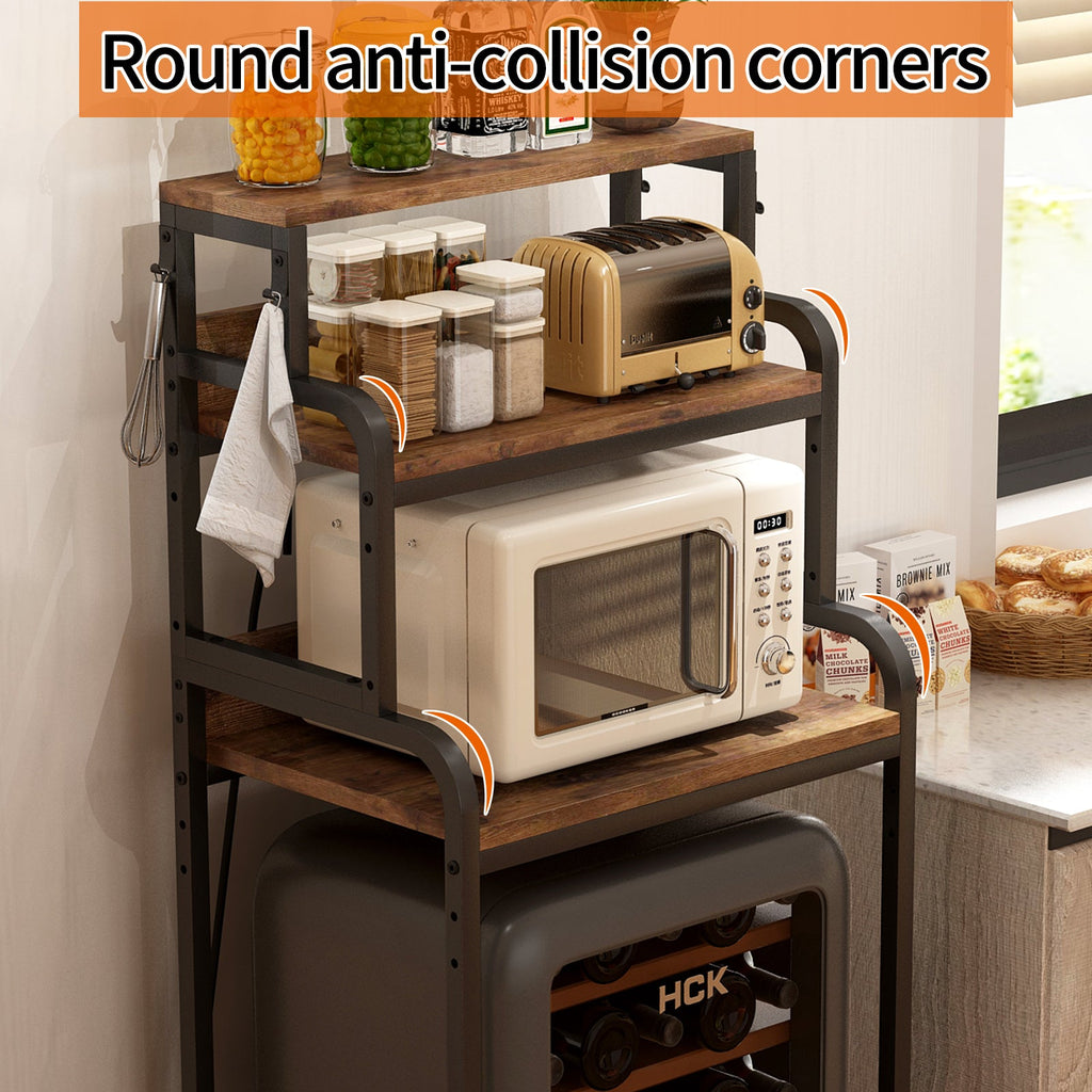 Vintage 4-Tier Mini Fridge Stand with Storage