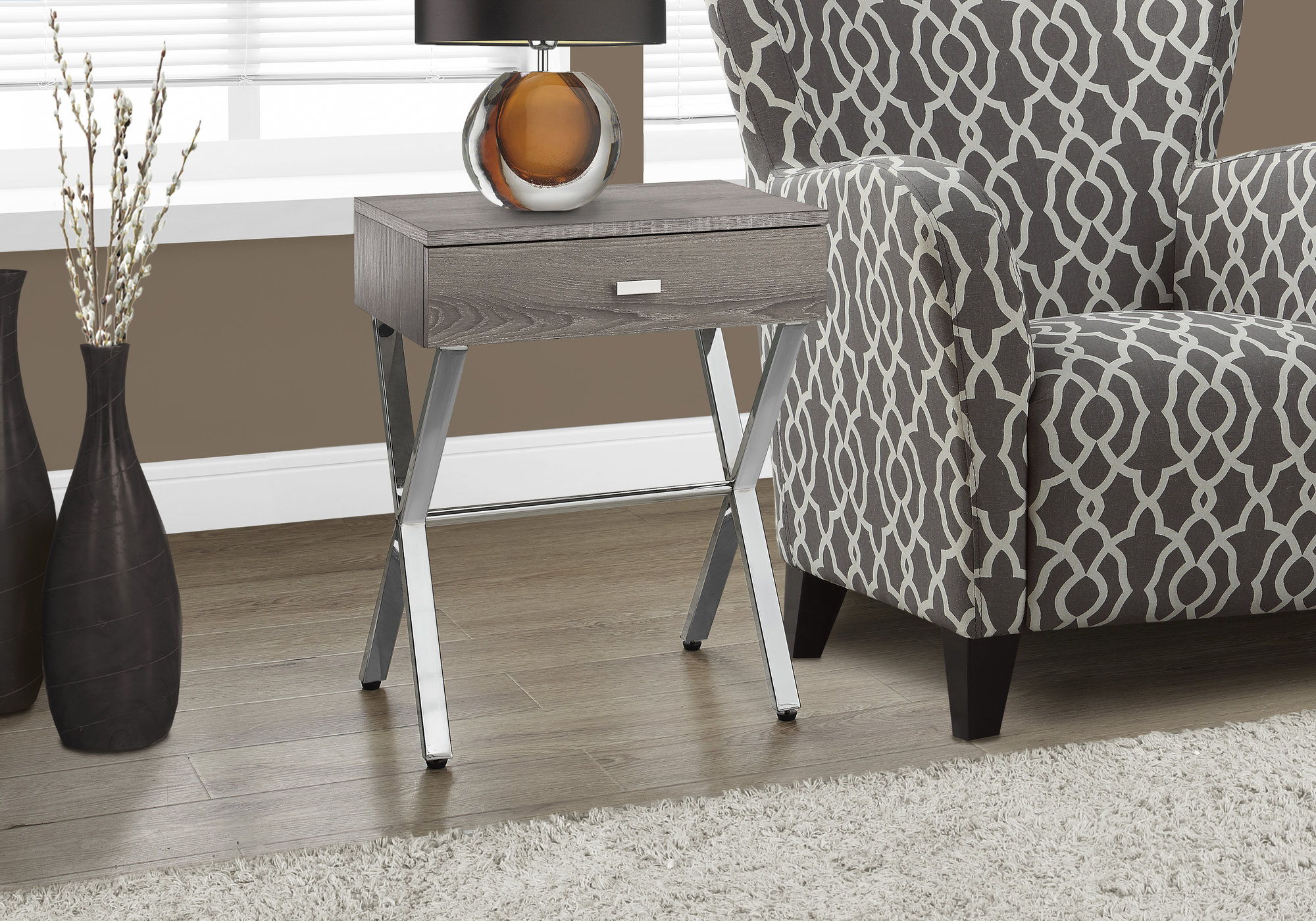Accent Side X Table With Storage Drawer