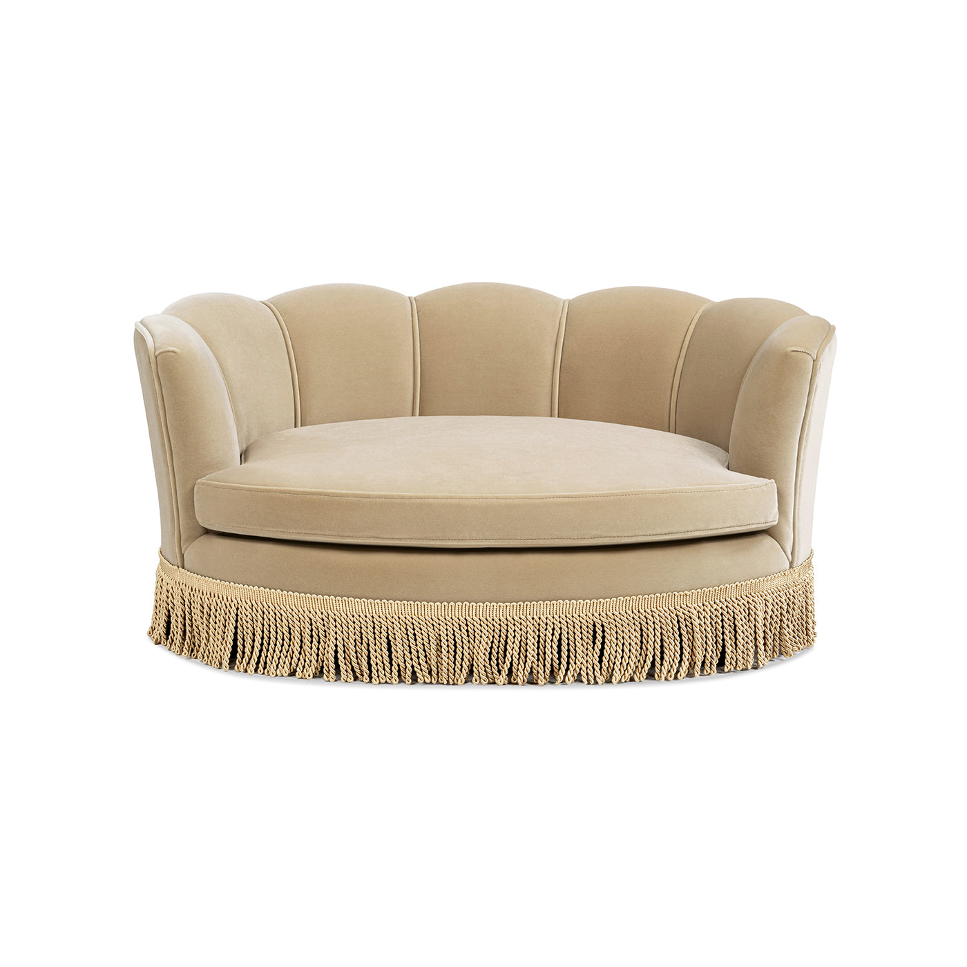 Clara 34.5" Scalloped Pet Sofa Bed, Medium, Fawn