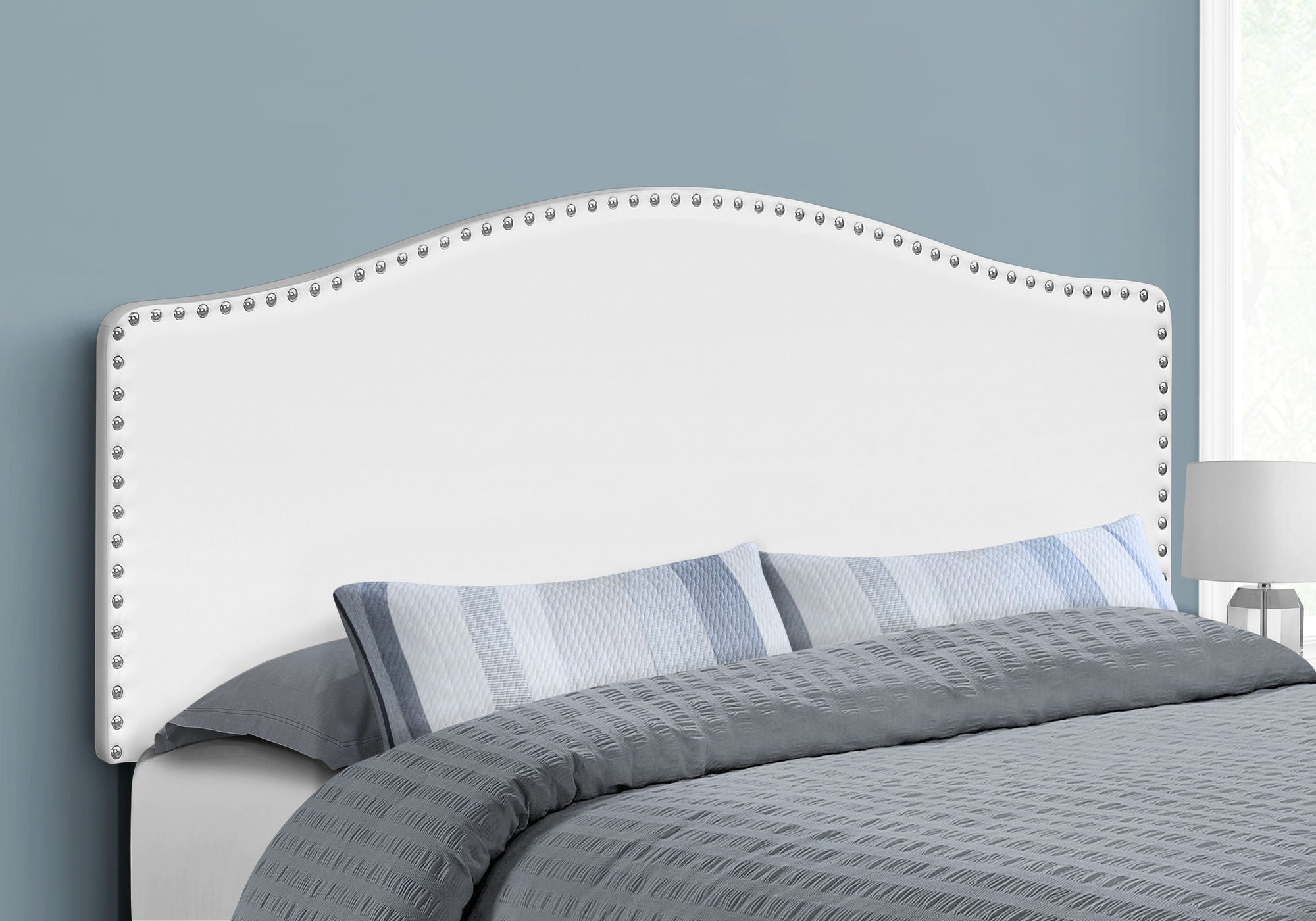 Queen Size Upholstered Bed Headboard - White, Transitional