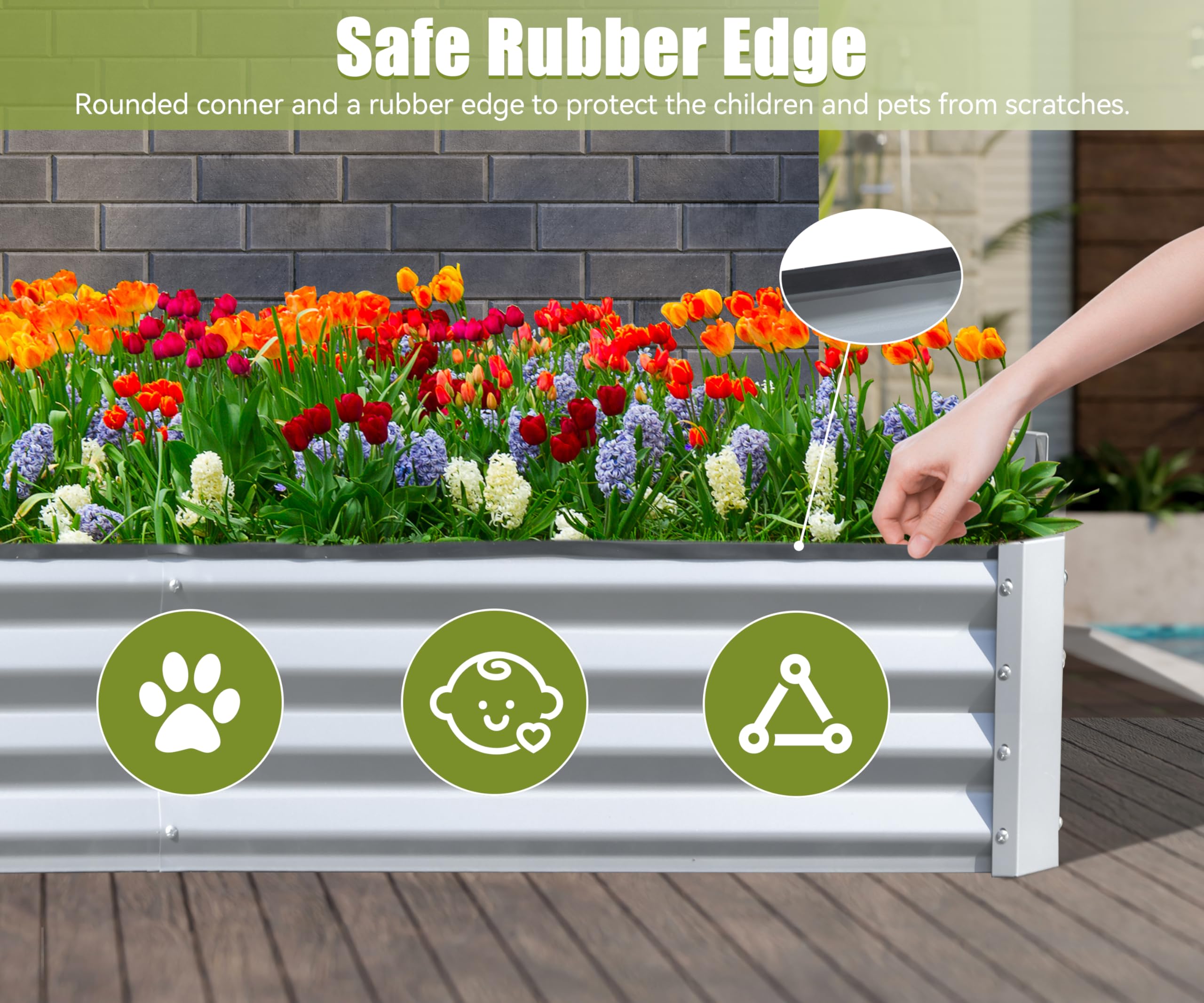 6x3x1ft Galvanized Raised Garden Bed