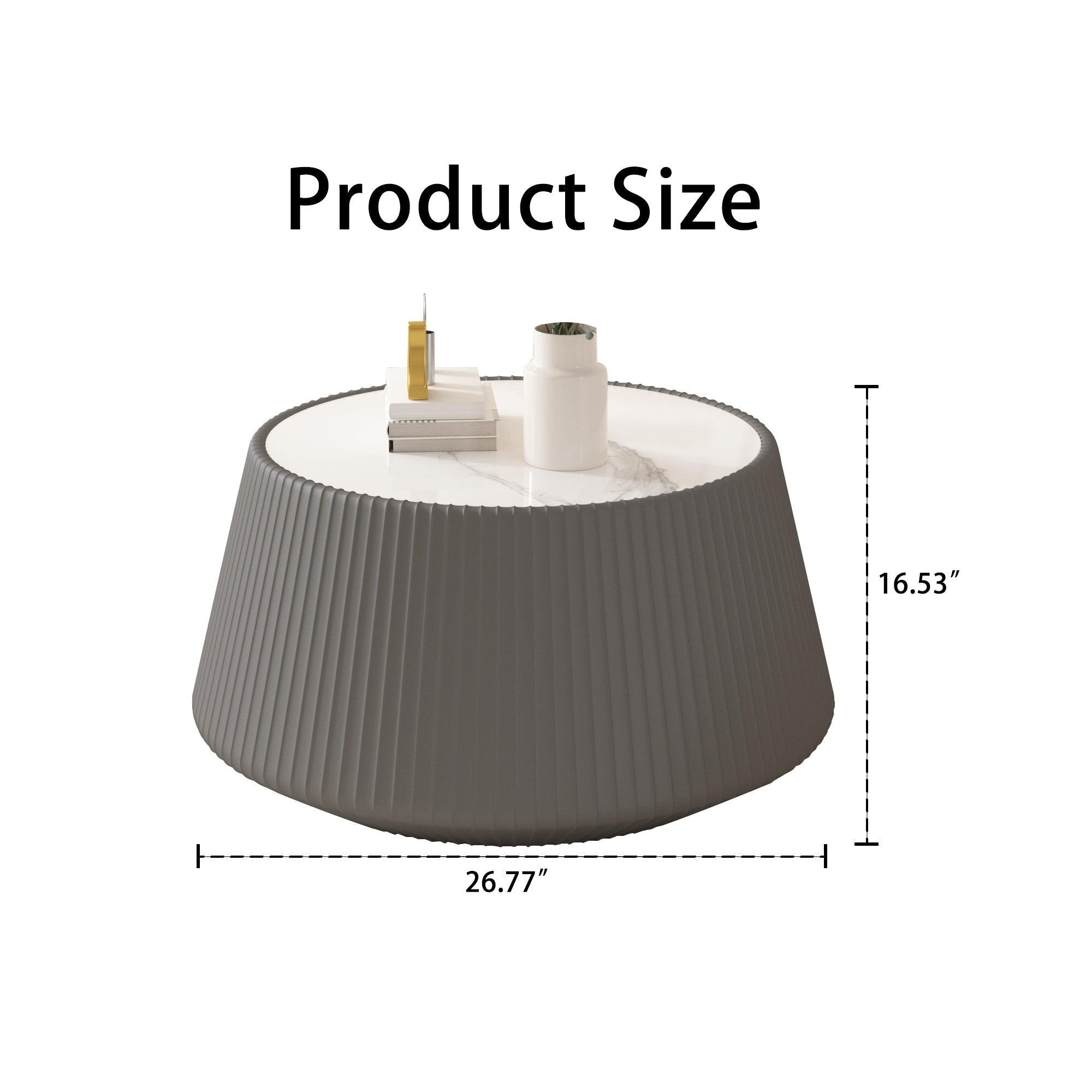 Light Sintered Stone Top Cup Shape Leather Coffee Table