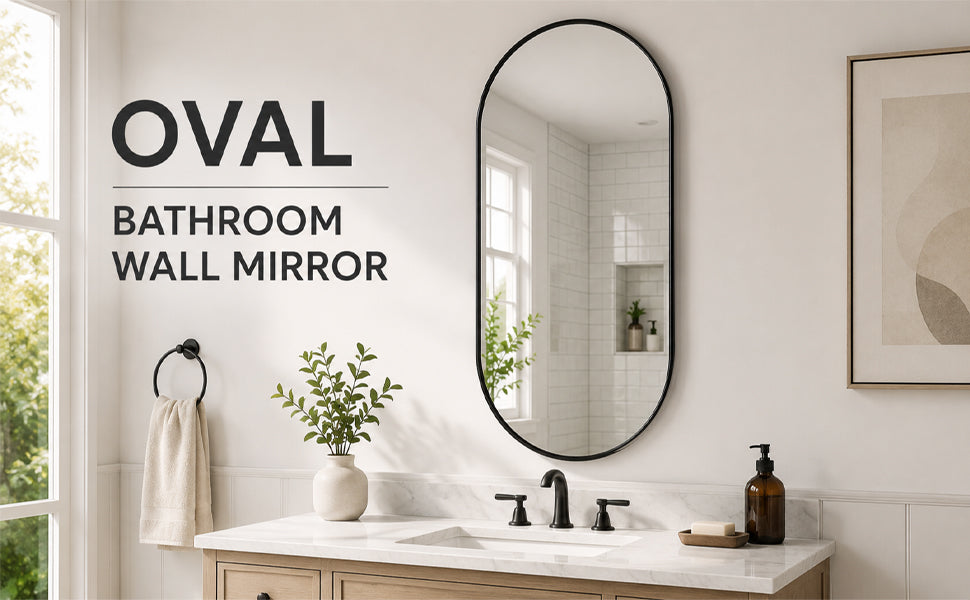 Black PVC Frame Mirror 18X40 Inch