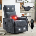 Blue Heat Massage Manual Recliner Chair with Rocker and Swivel
