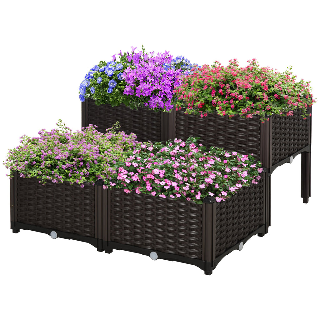 Outsunny 4 Piece Raised Garden Bed with Legs