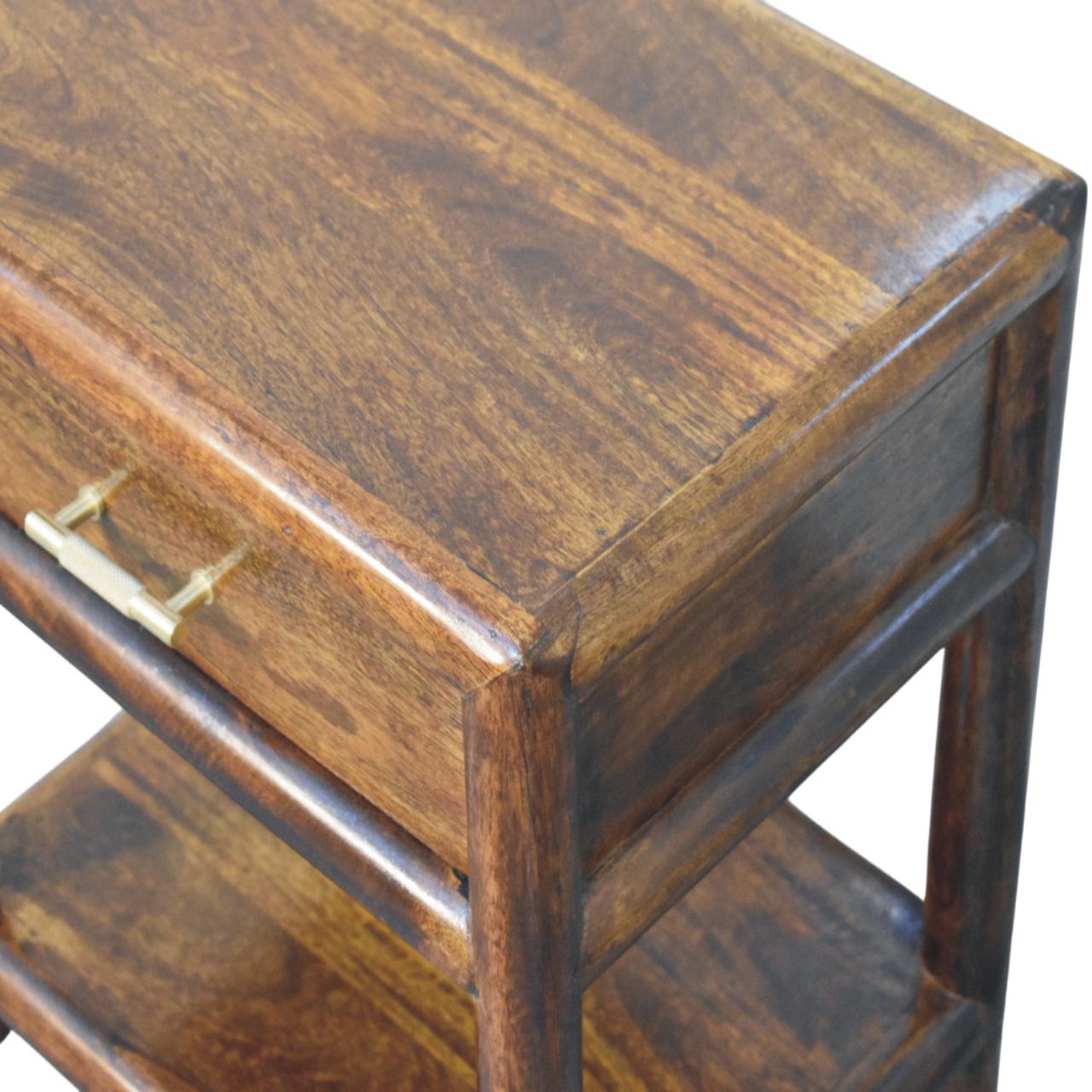 Solid Wood Regency Chestnut Nightstand, 1-Drawer, 1 Open-Slot