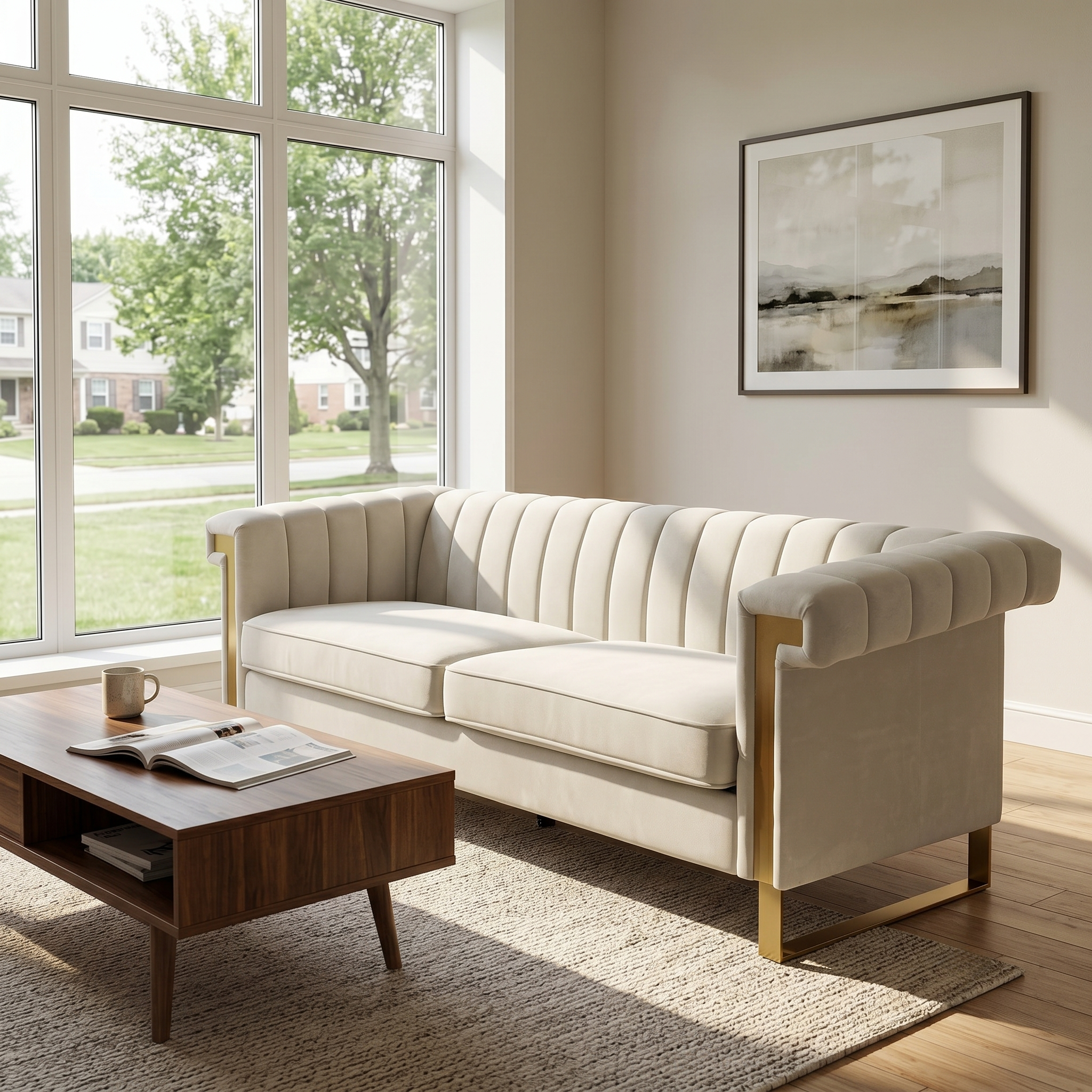 FX-P81B-CW Velvet Sofa
