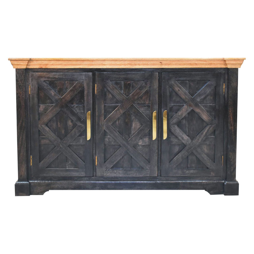 Solid Wood Regal Rustic Sideboard - 6 Compartments