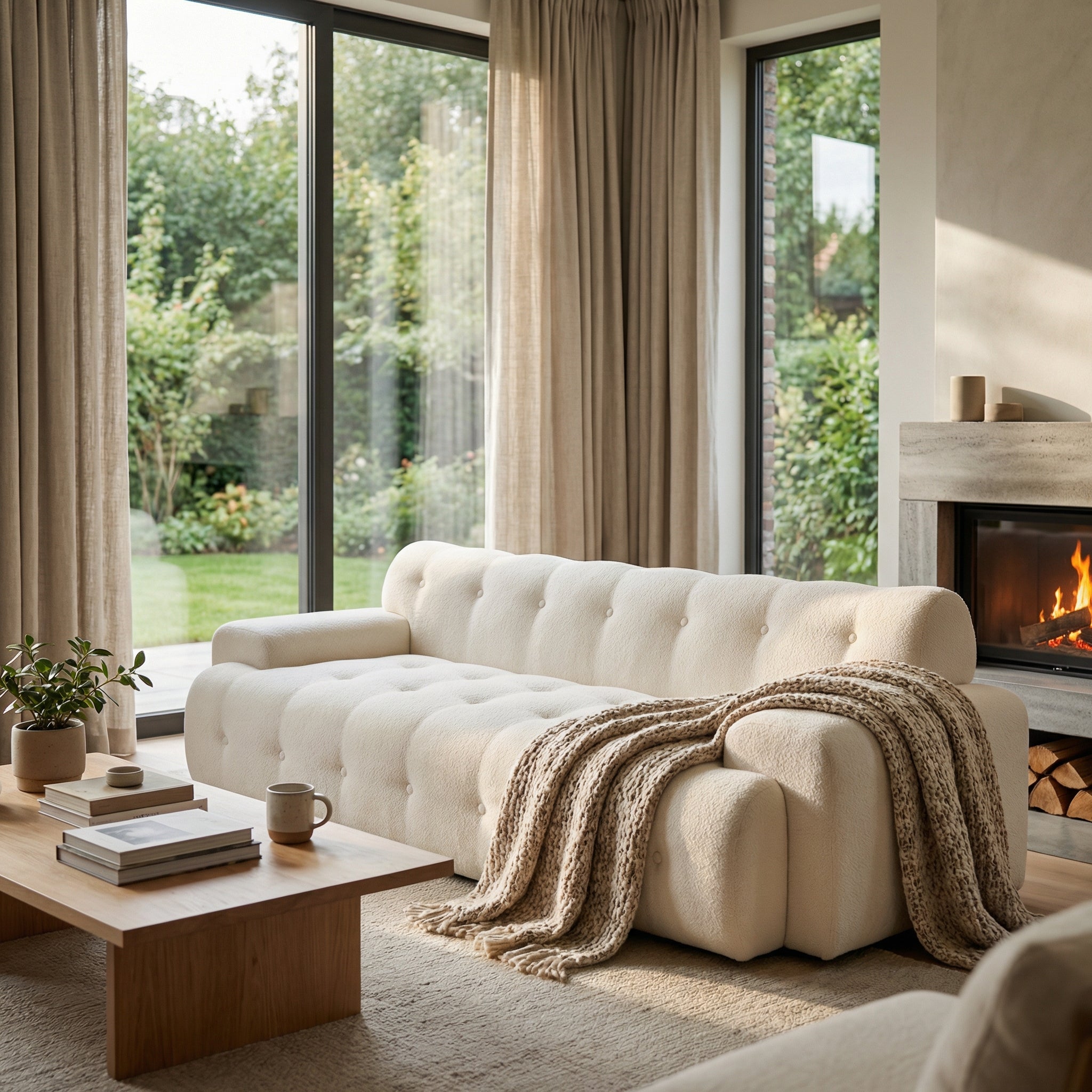 88 in. Cloud 3 Seater Chenille Sofa with Button Tufted Upholstery