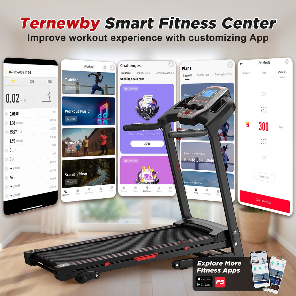 Folding Treadmills For Home - 3.5Hp Portable Foldable With Incline, Electric Treadmill For Running Walking Jogging Exercise With 12 Preset Programs, Indoor Workout Training Space Save Apartment, App - Black