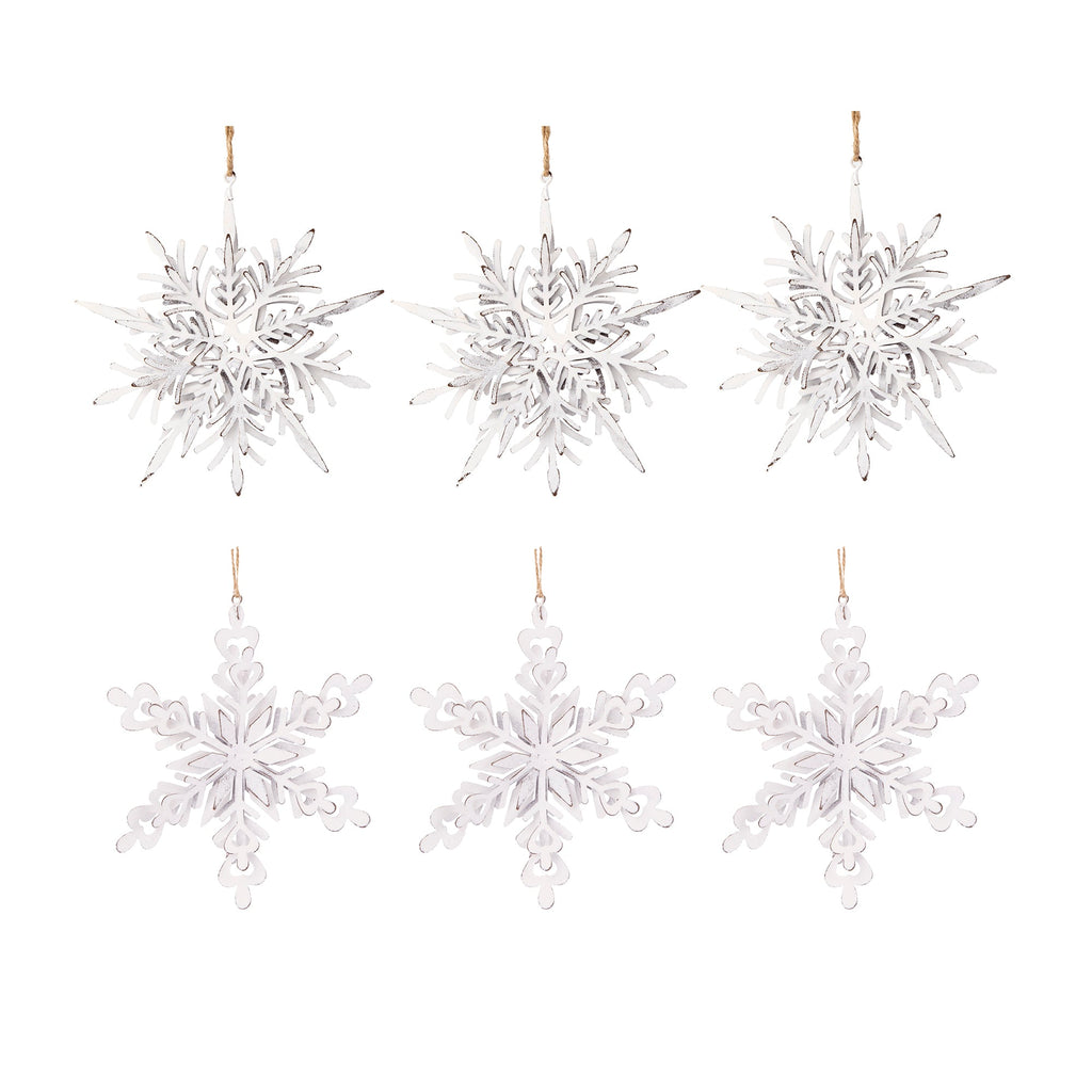 Set of 6 Iron Snowflake Hanger Christmas Tree Ornaments