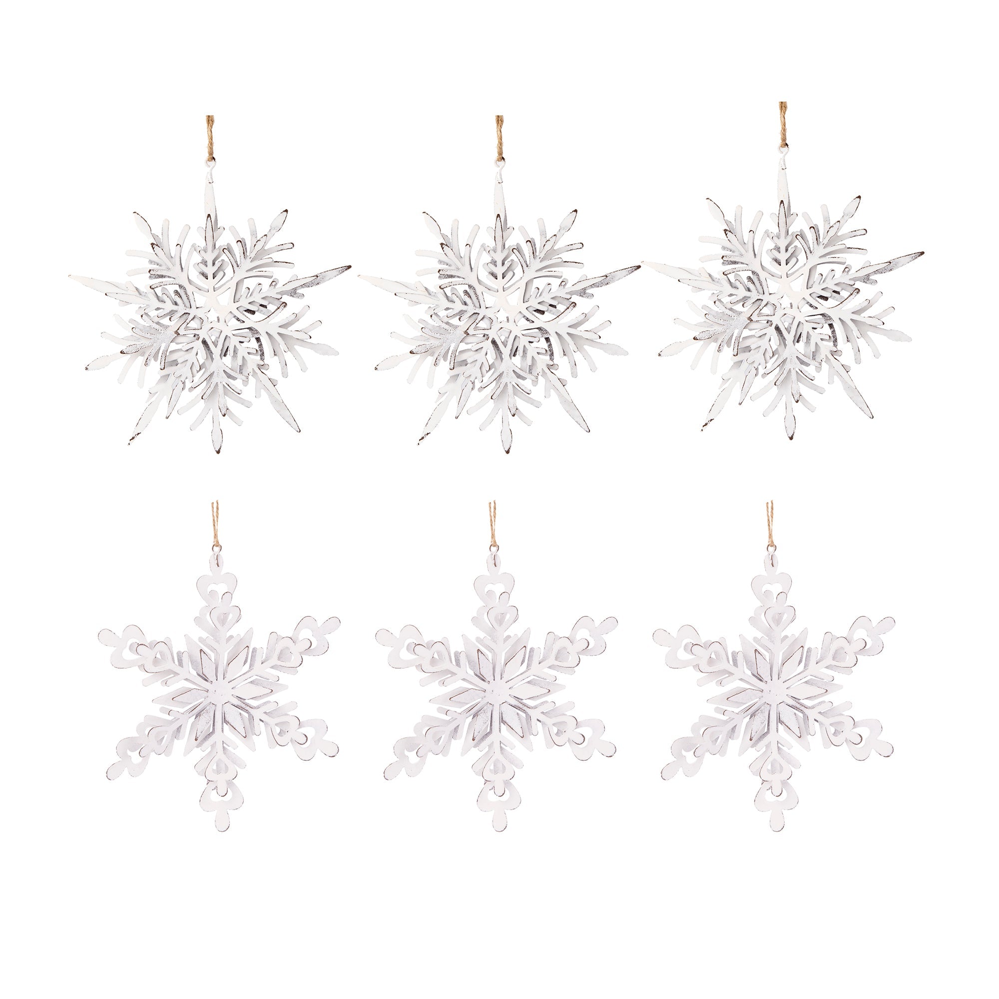 Set of 6 Iron Snowflake Hanger Christmas Tree Ornaments