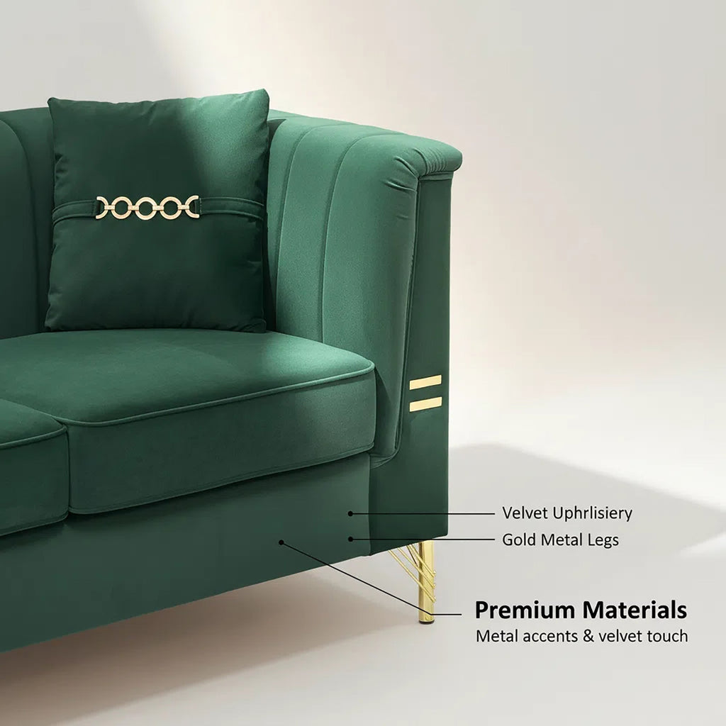 FX-P82B-GR Velvet Sofa