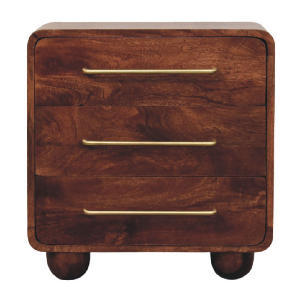 Solid Wood 3-Drawer Rounded Chest