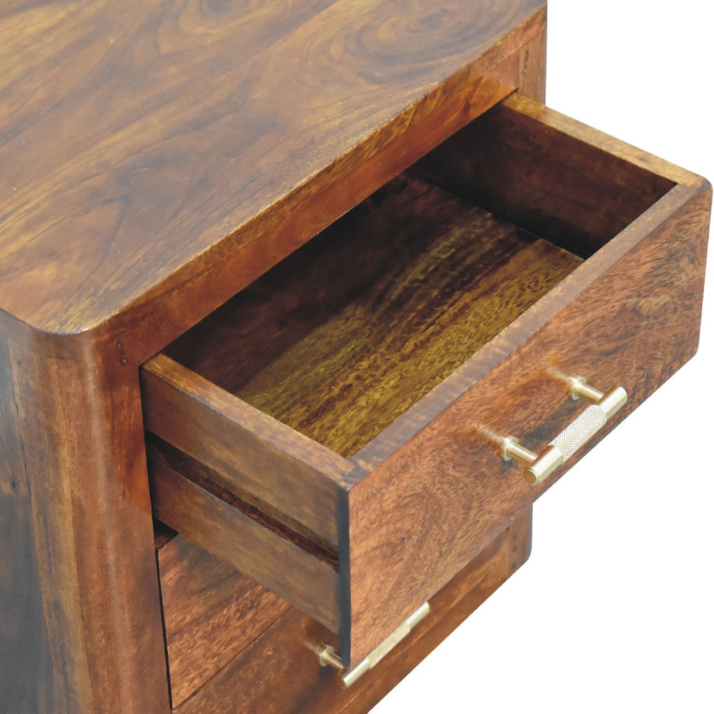 Luca Chestnut Nightstand With 3 Drawers