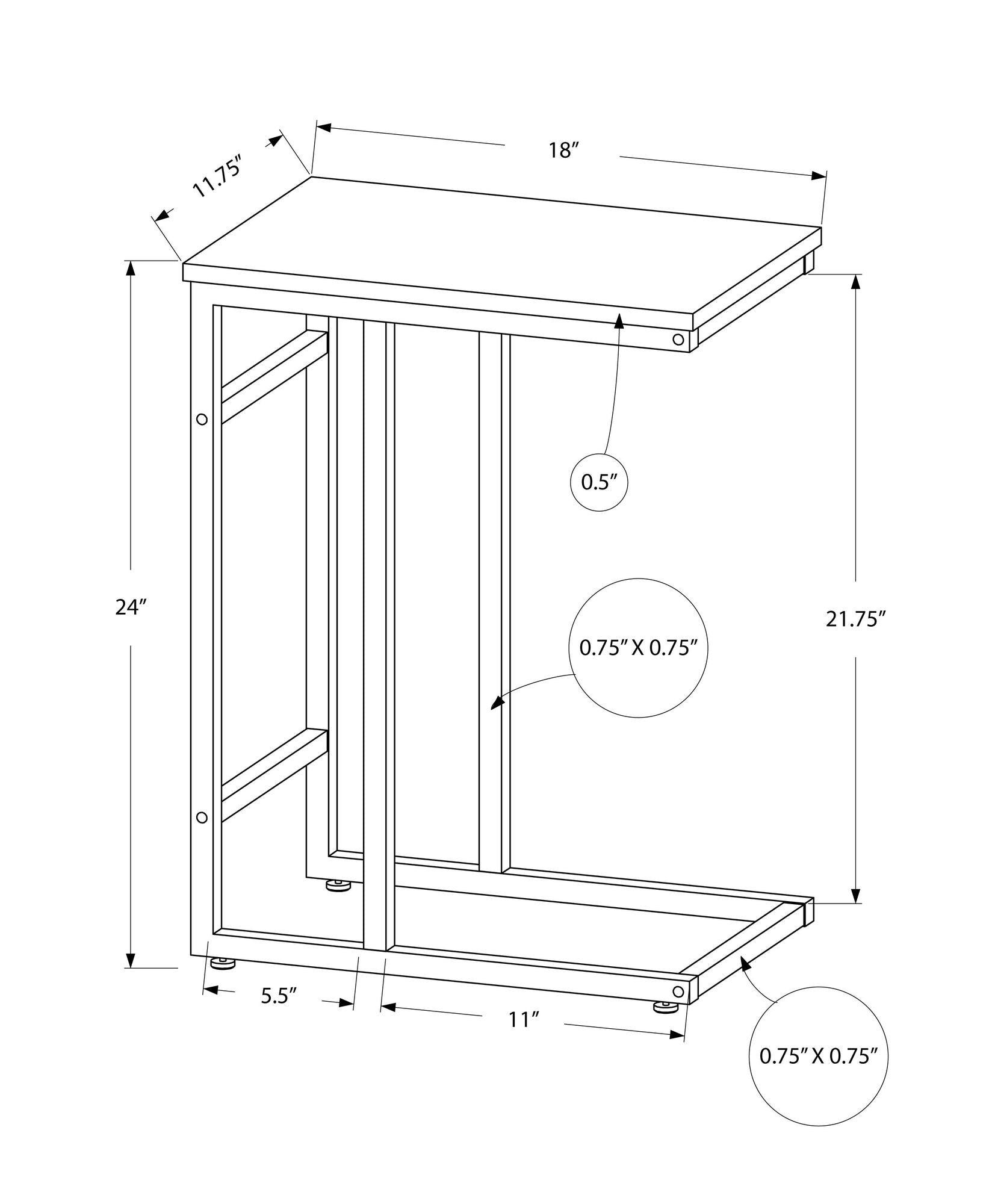 Accent Table, C-Shaped, Modern Design - Black