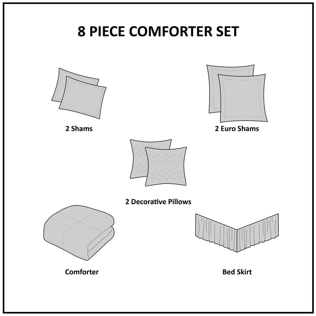 8 Piece Cotton Printed Comforter Set Blush Queen