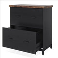 2 Drawer Lateral File Cabinet, A4 / Letter Size, Heavy Duty Storage For Home Office - Brown / Black