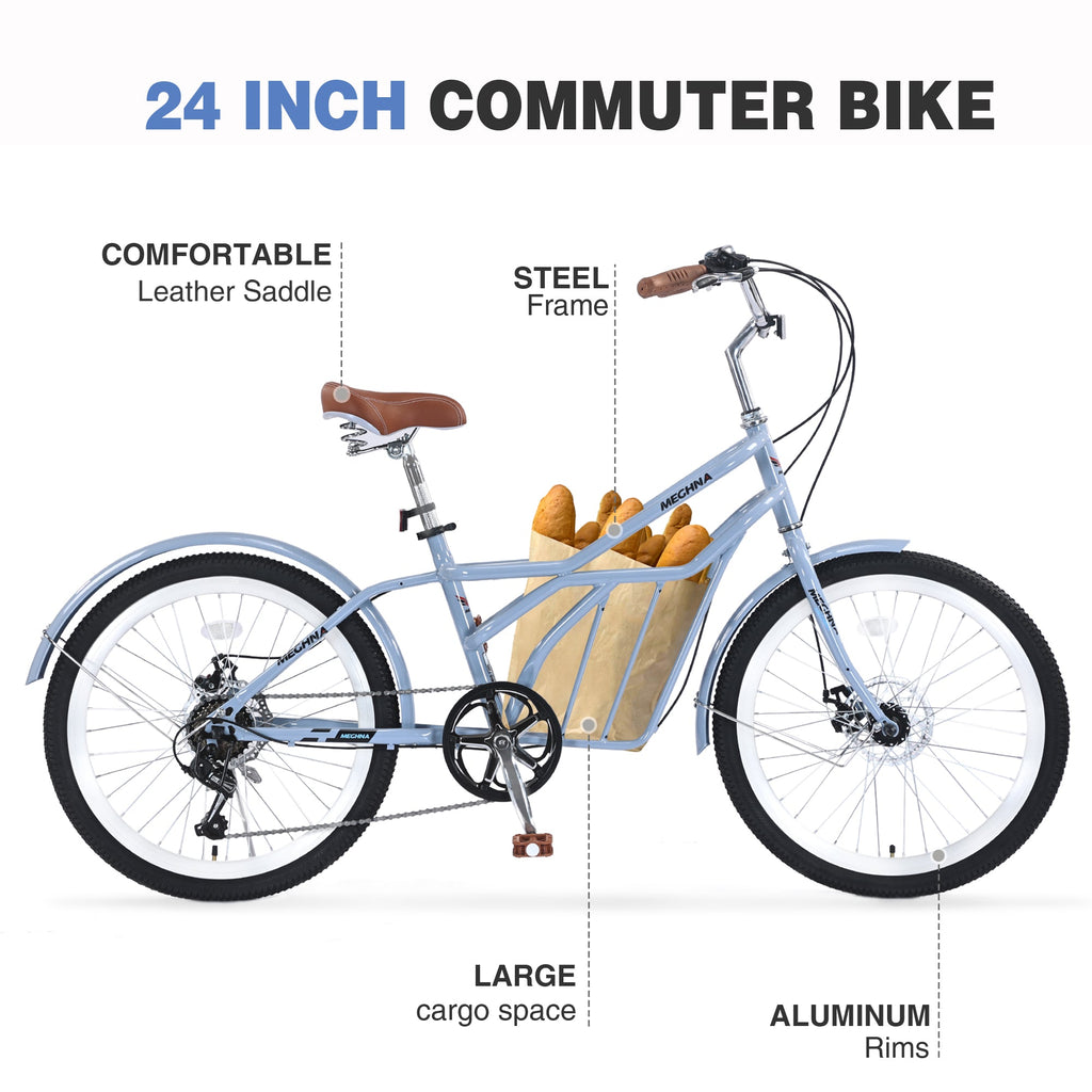 6 Speed Steel Frame 24 Inch Commuter Bike
