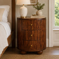 Solid Wood Curved Fluted Bedside Chest