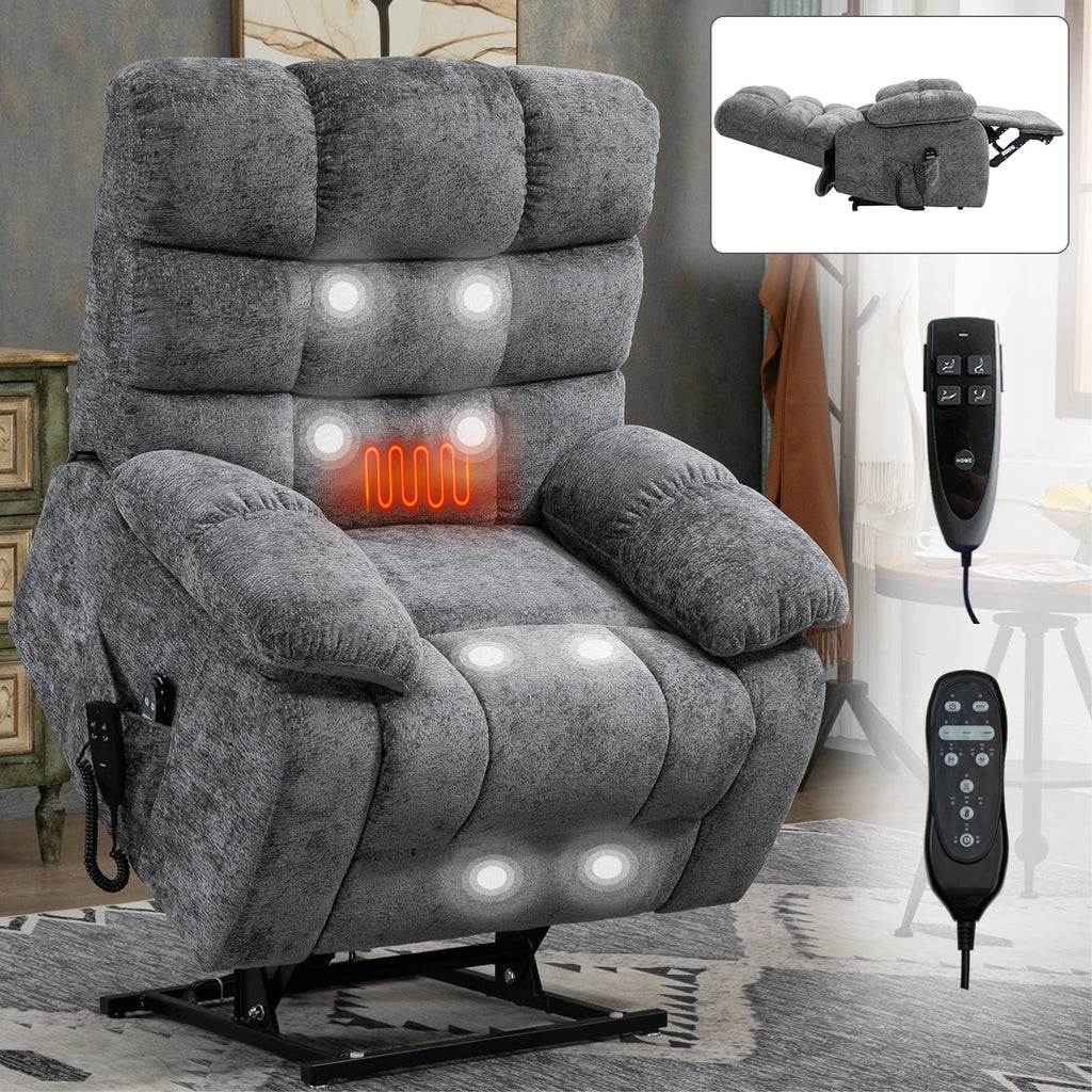Lift Recliner Chair Heat Massage Dual Motor Infinite Position