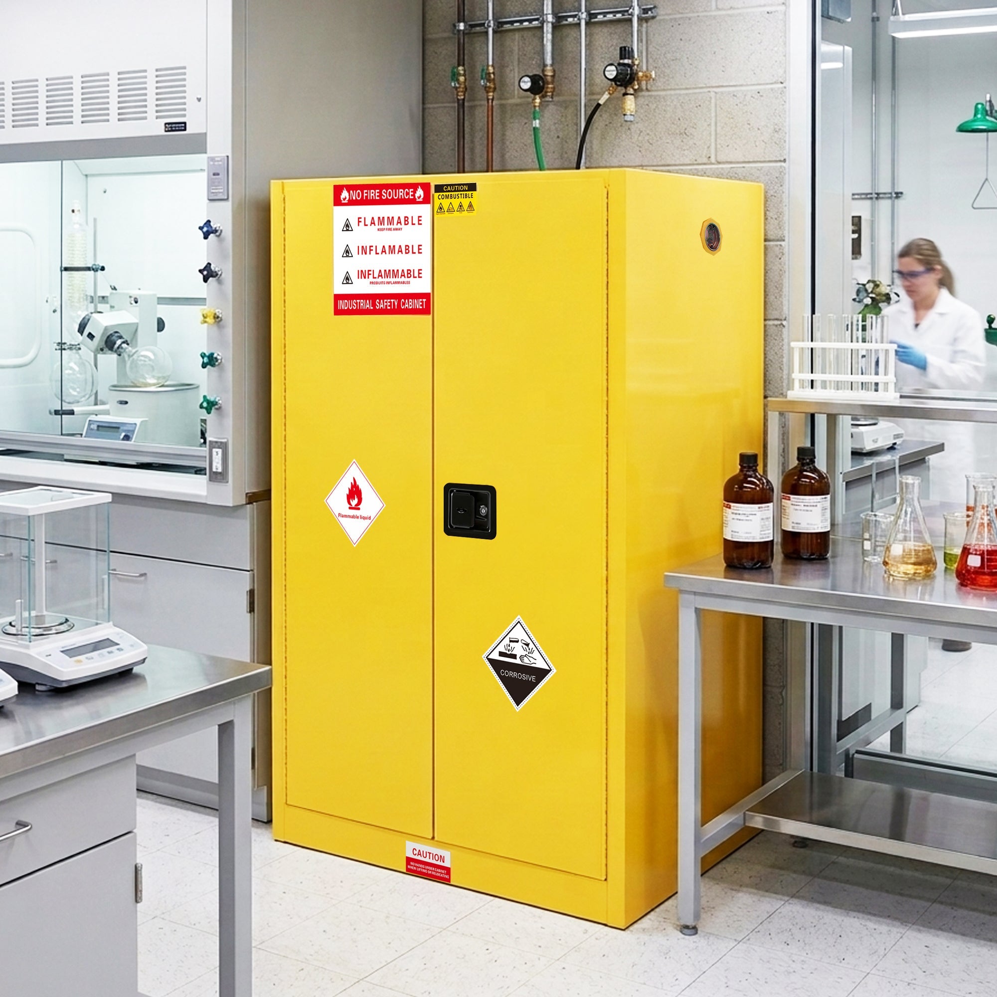 90 Gal Flammable Safety Cabinet, 43"W x 34"D x 65"H