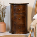 Solid Wood 3-Drawer Chestnut Drum