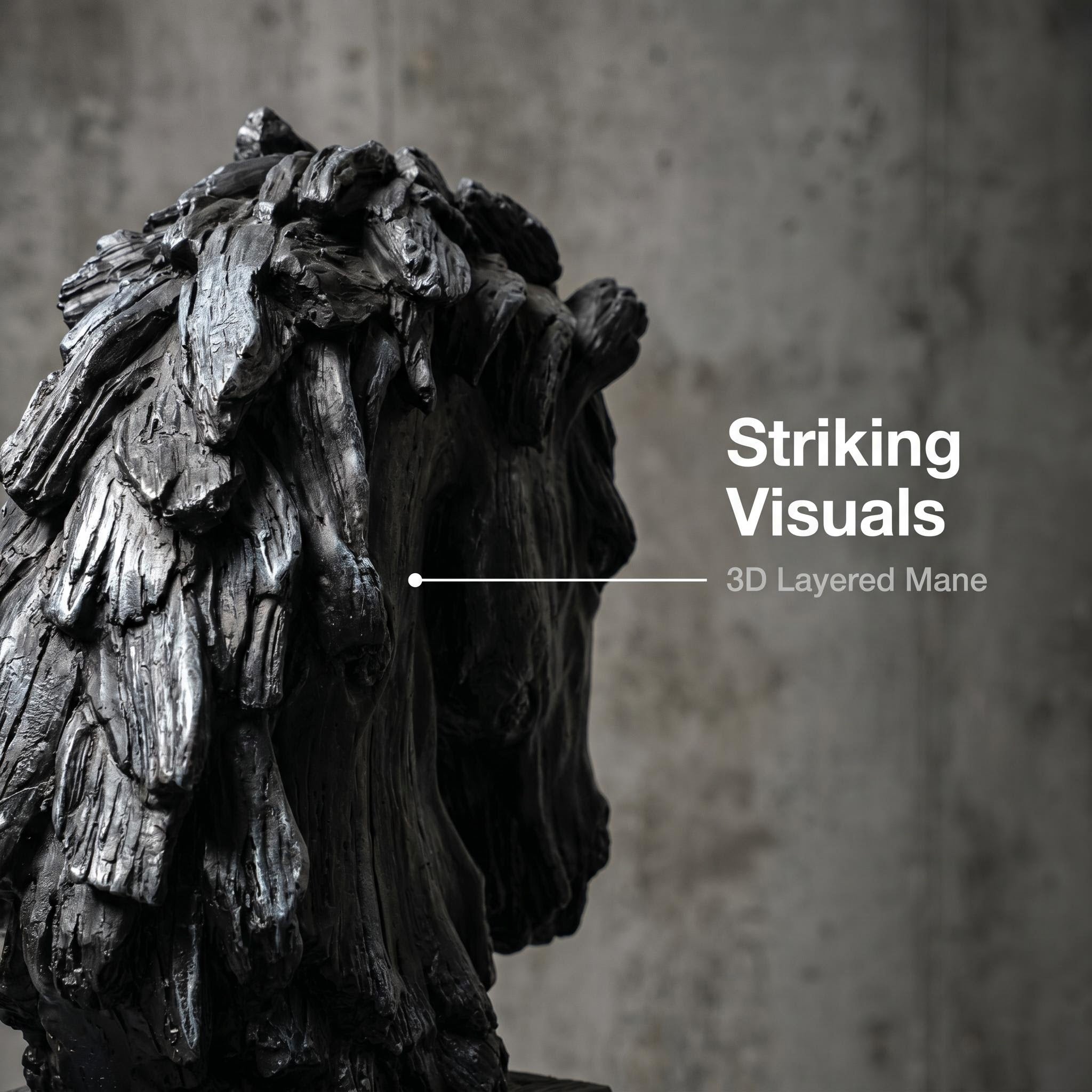 Black Rustic Horse Head Sculpture with Base