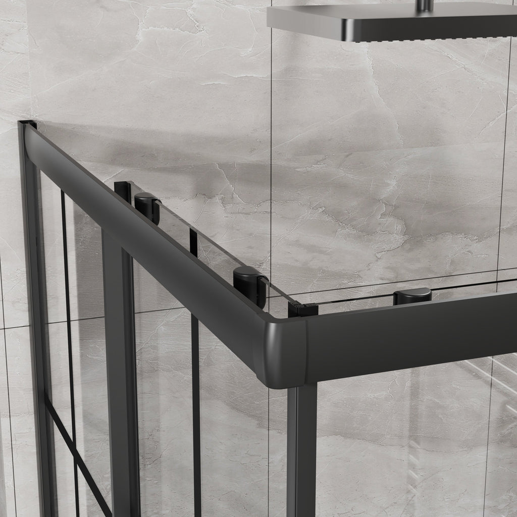 Goodyo Corner Shower Enclosure with Double Sliding Doors