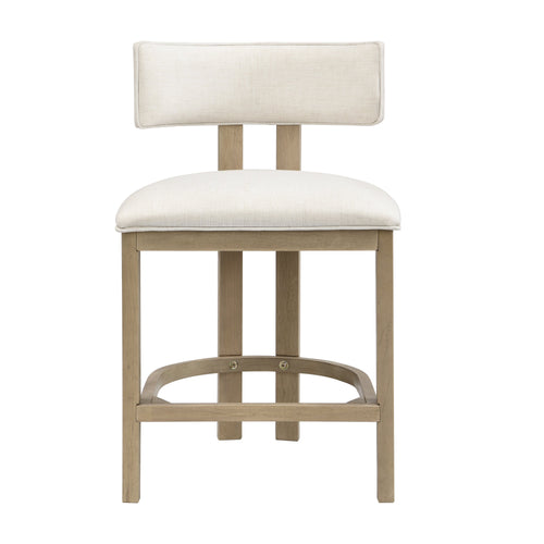 26" Counter Height Bar Stool, Upholstered Counter Stools (Set of 2) - Light Ash + Beige
