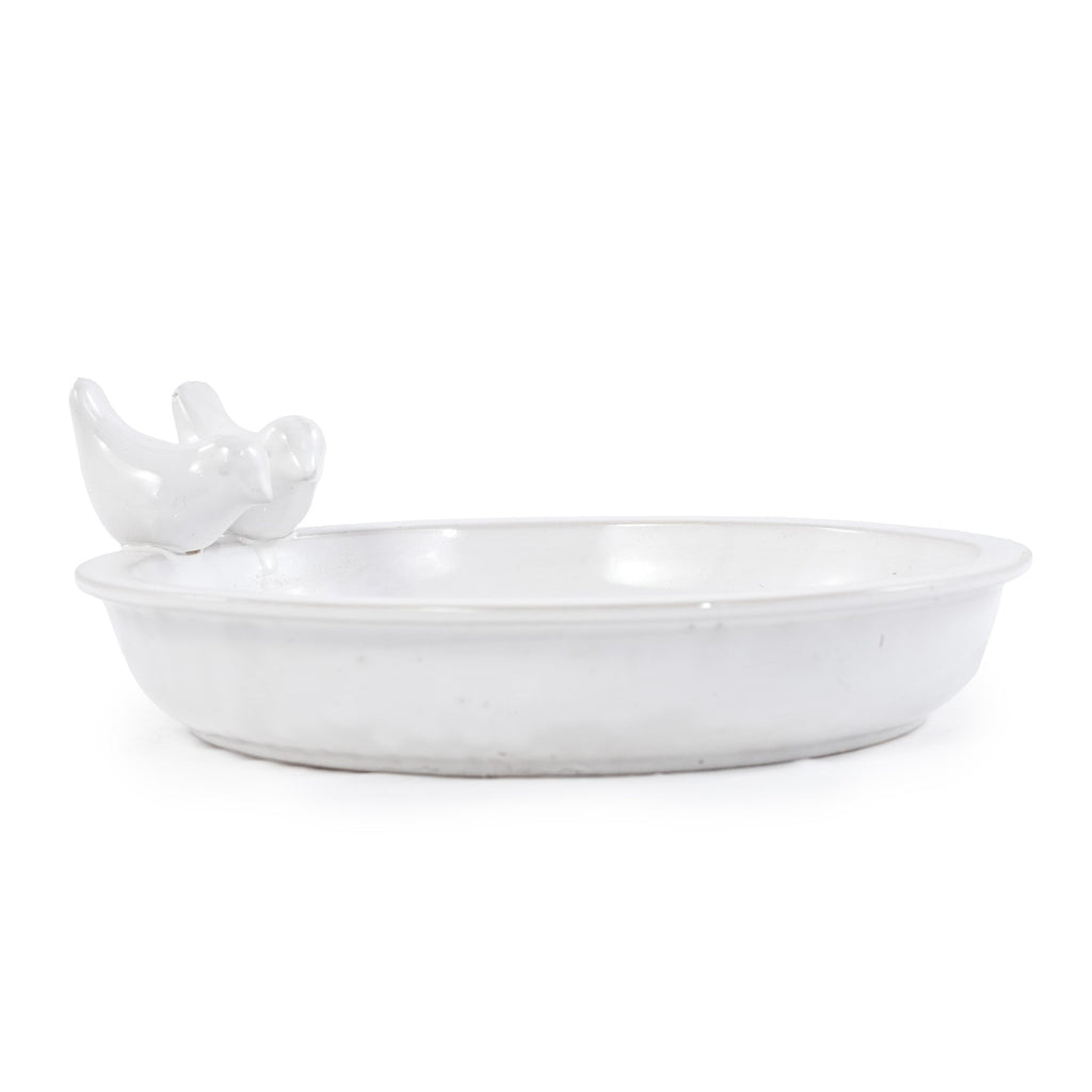 Handmade Ceramic Bird Bath - 11.8 Inch Glossy