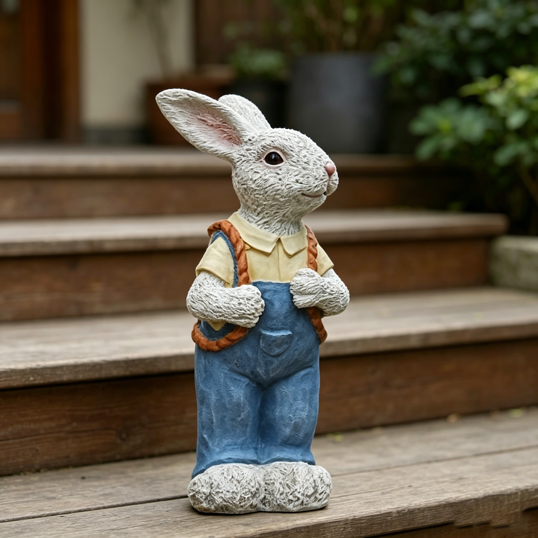 Simulated Couple Rabbit Statue Flower Pot Ornament