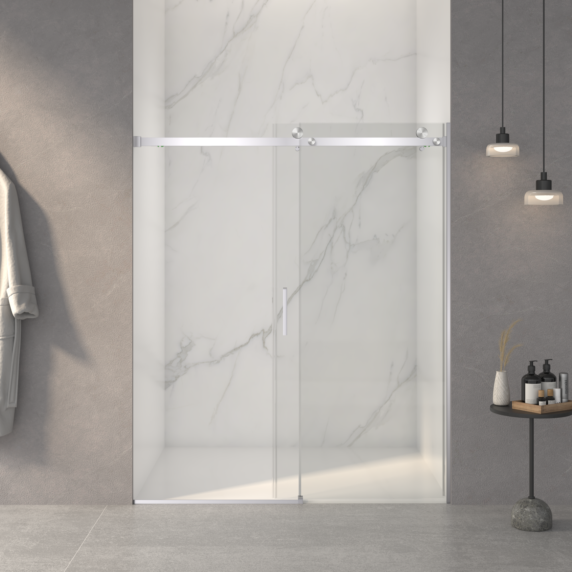Frameless Sliding Shower Door - 56-60"W x 72"H