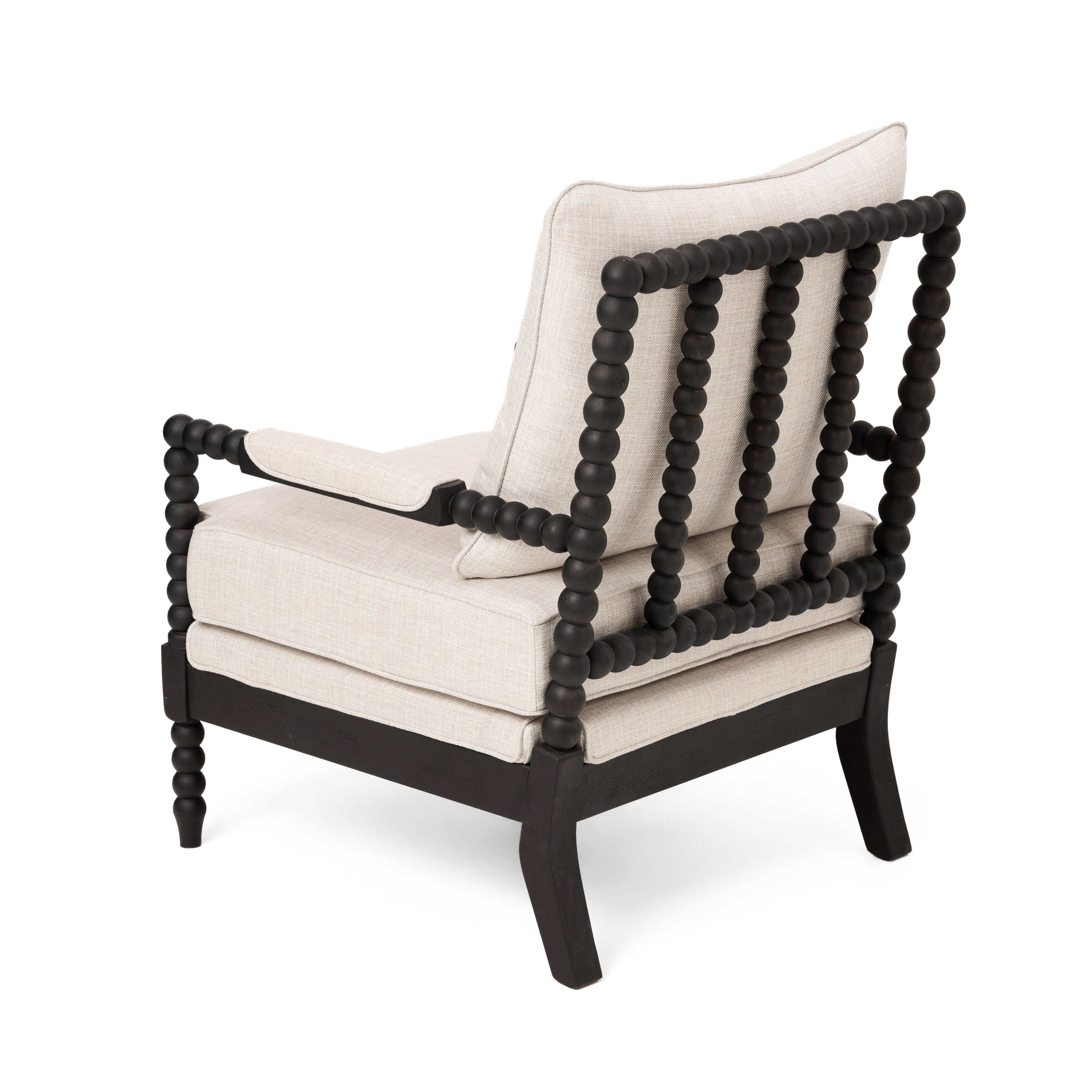 Rubber Wood Accent Chair with Upholstered Fabric