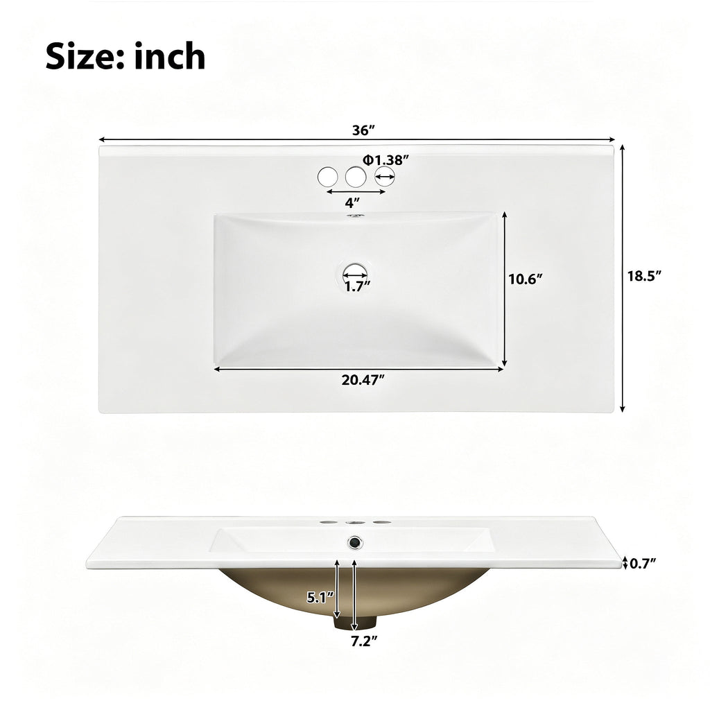 36" Green Bathroom Vanity with Ceramic Sink