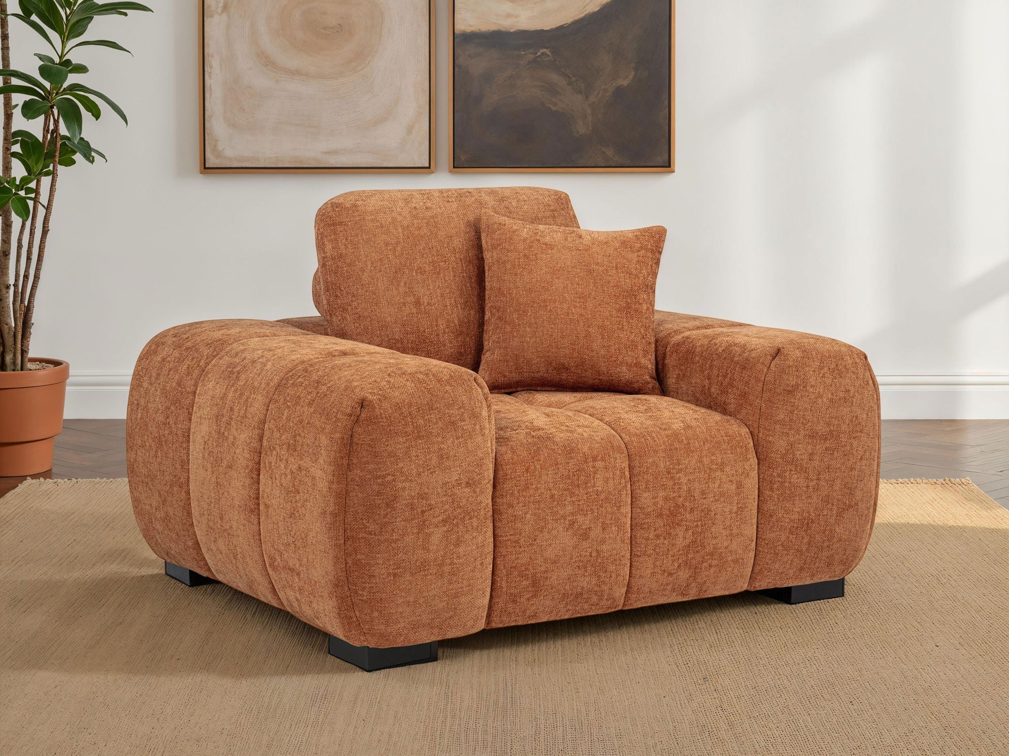 Octavia Upholstered Track Arm Accent Chair Orange