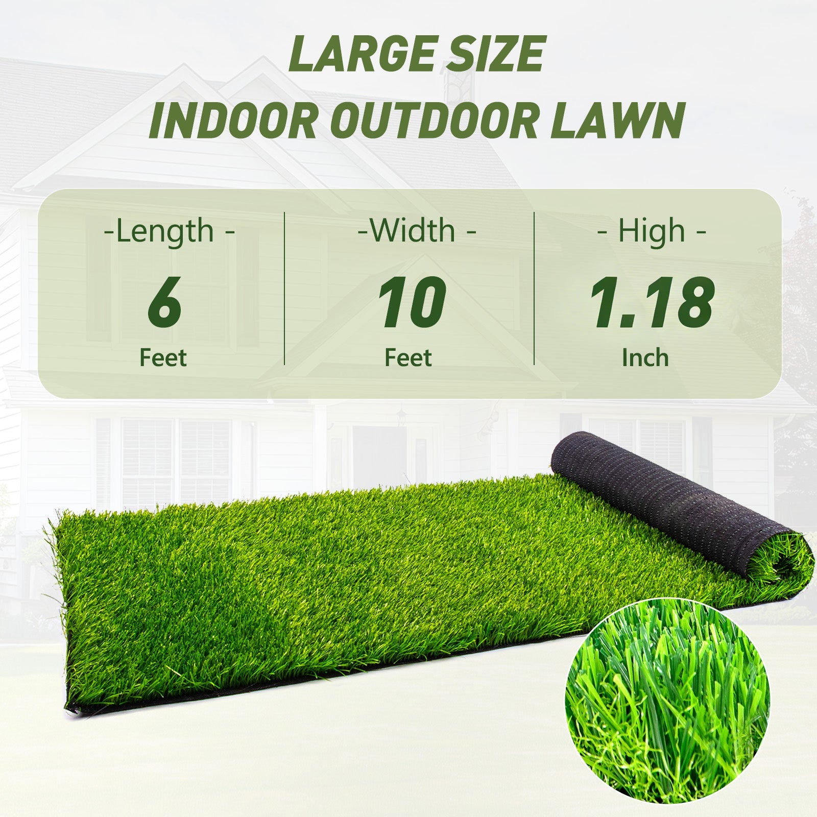 Realistic Deluxe Artificial Grass Synthetic Thick Lawn Turf Carpet