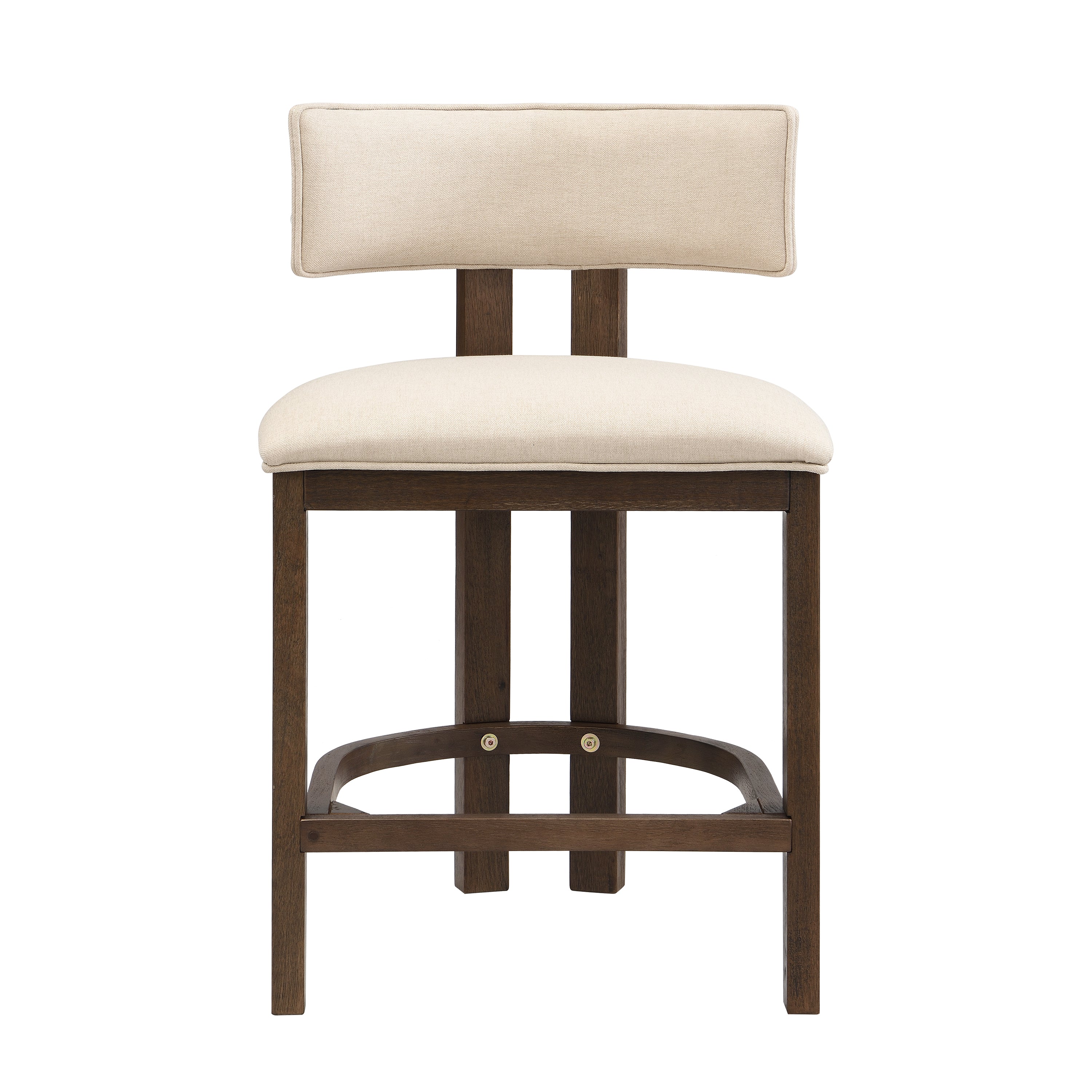 26" Counter Height Bar Stool, Upholstered Counter Stools (Set of 2) - Walnut & Beige