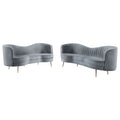 Sienna - 2 Piece Back Living Room Set, Sofa & Loveseat - Gray