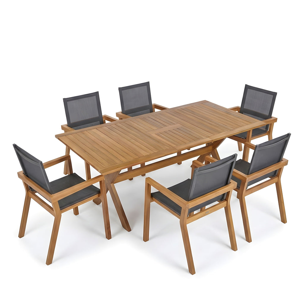 7-Piece Acacia Wood Outdoor Dining Set