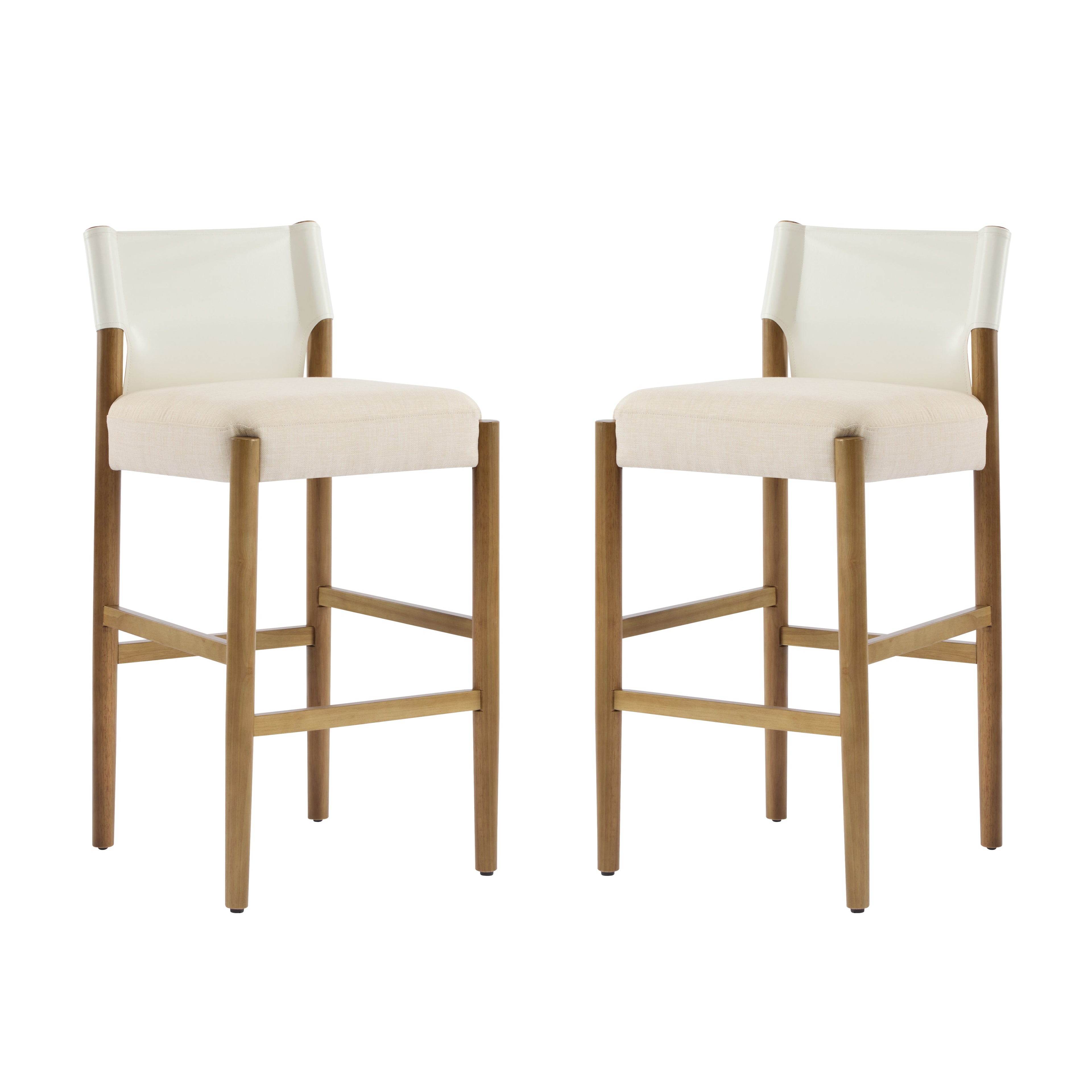 28.5'' Modern Solid Wood Bar Stool with Polyester Cushion - Set of 2