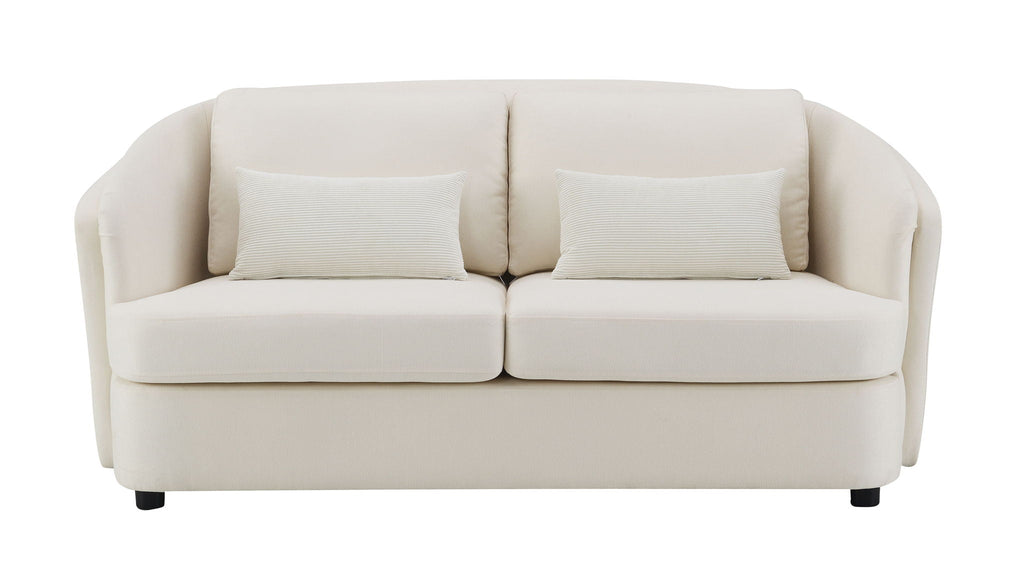 Mariko - Linen Loveseat With 2 Toss Pillows - Beige