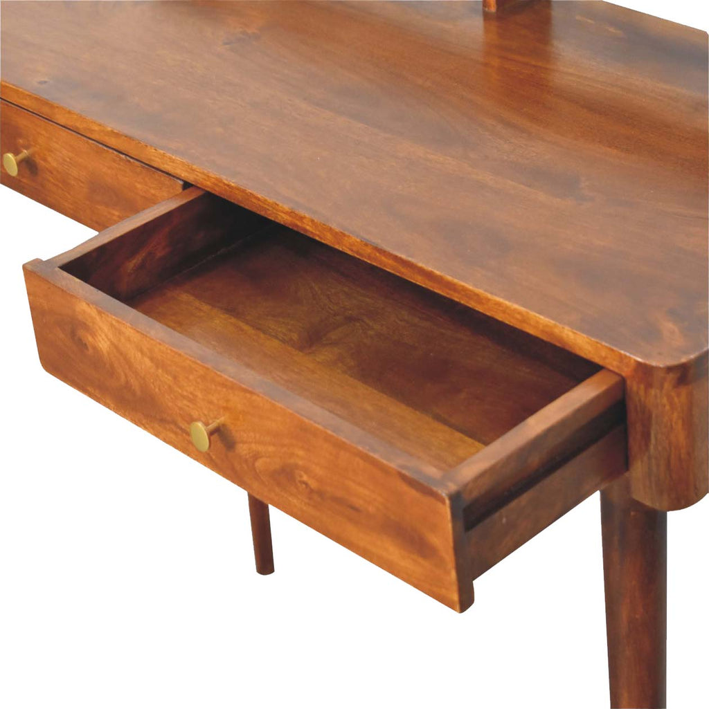 Elevated Chestnut Console Table, 2-Drawers, Nordic Legs