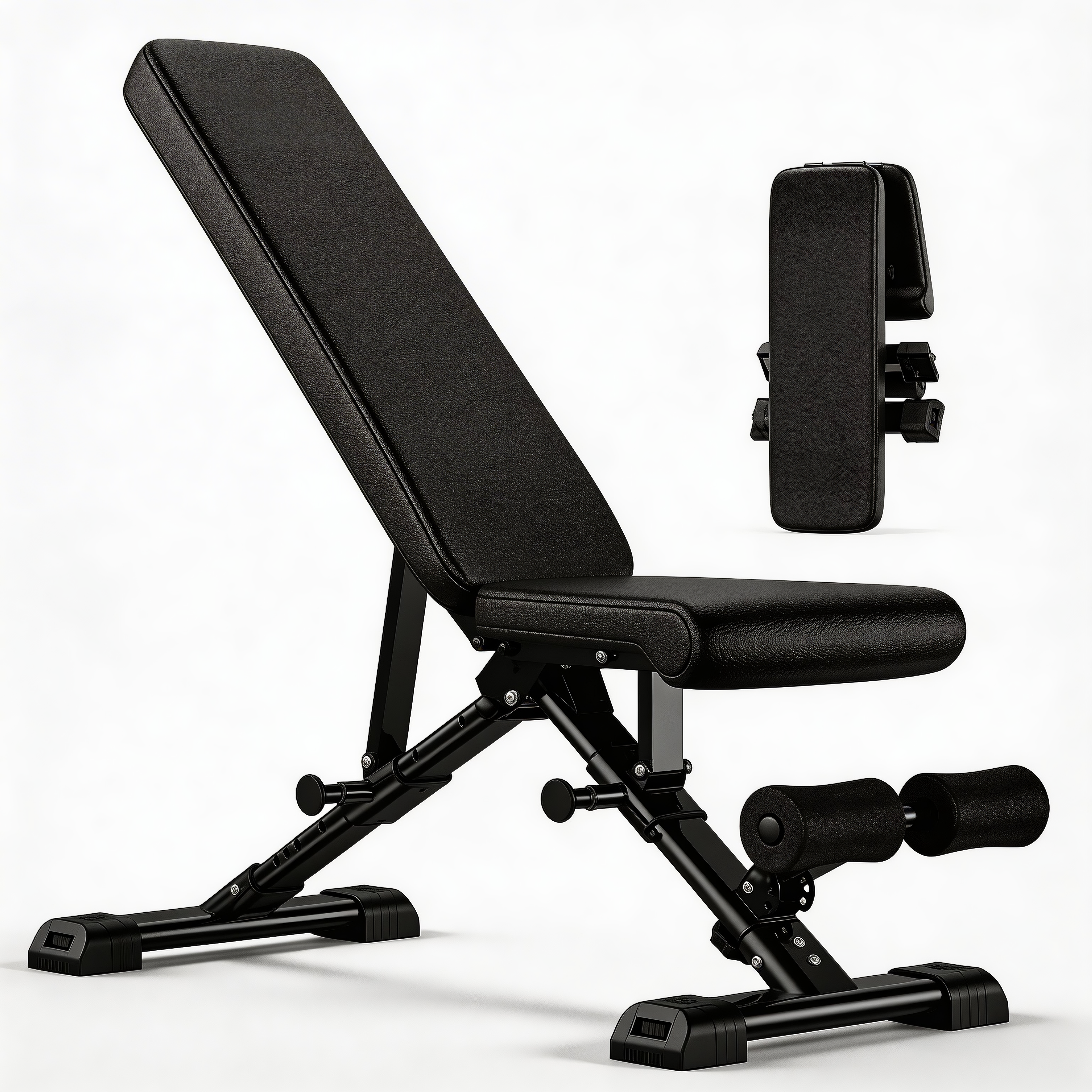 Adjustable Weight Bench with Resistance Bands, Foldable Incline/Decline Workout Bench for Full-Body Training, Multi-Purpose Strength Training Bench for Home Gym