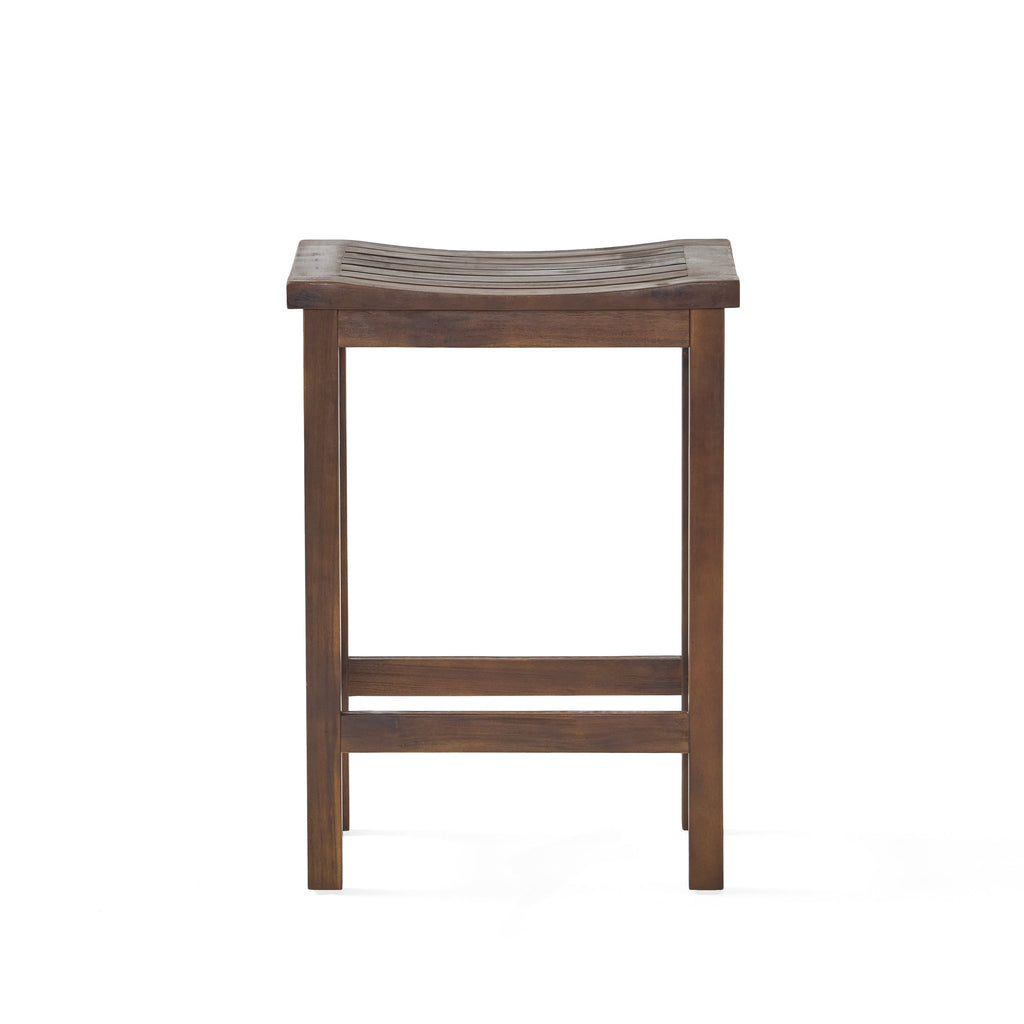 Outdoor Acacia Wood Counter Height Barstool Set of 2