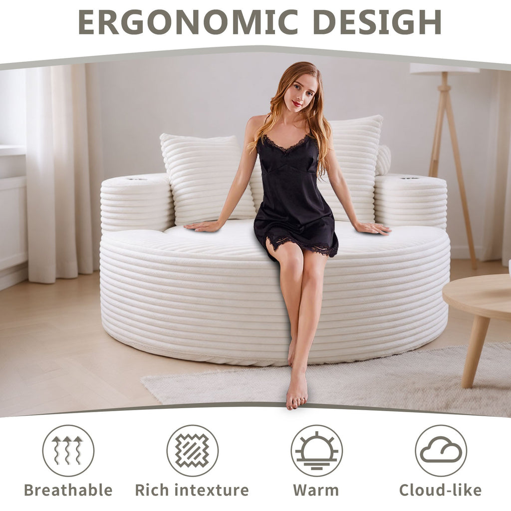 Round Sofa Bed with Memory Foam Sectional Couches for Living Room