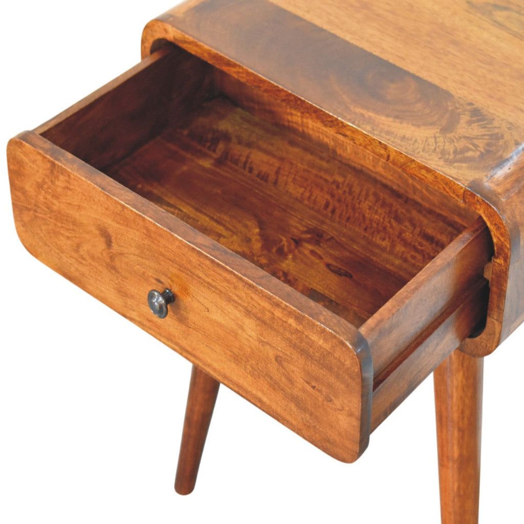 Avora Chestnut Nightstand with 1-Drawer, Nordic Legs