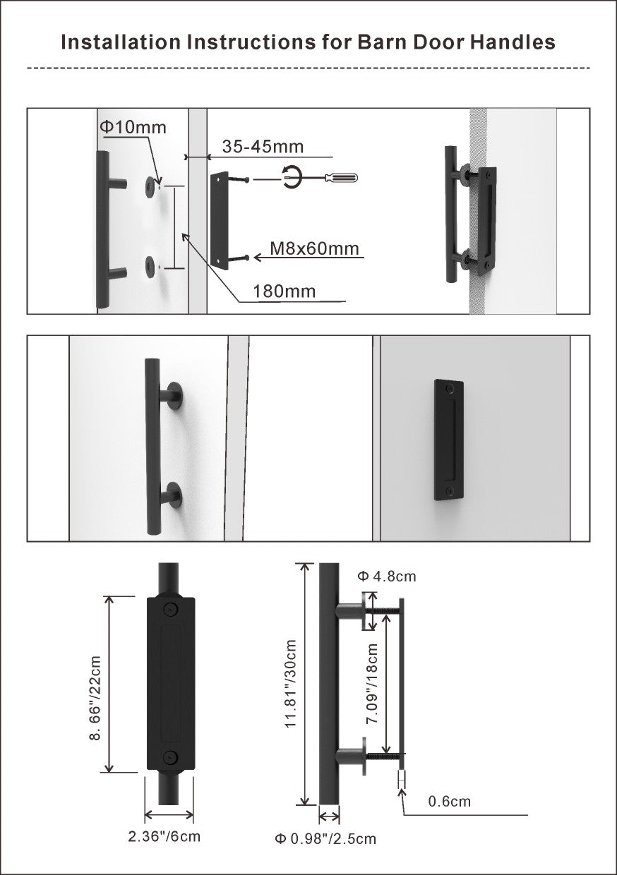 12FT Wood Double Sliding Barn Door Hardware